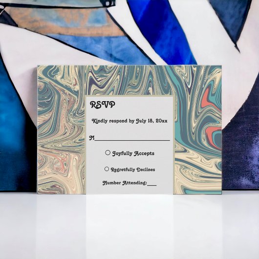 Minimale Bohemian Grey Abstract Artistic Wedding RSVP Kaartje