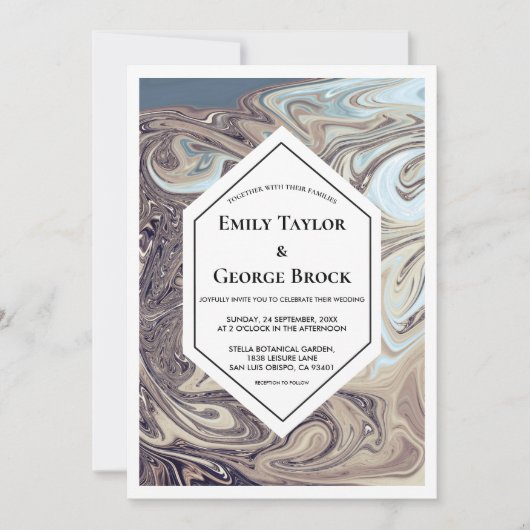 Minimale Bohemische Aarde Tone Abstract Art Weddin Kaart (Voorkant)