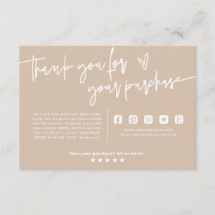 Minimale Boho Beige Aarde Dank u Pakket invoegen Informatiekaartje