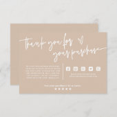 Minimale Boho Beige Earth Dank u Invoegen pakket  Informatiekaartje (Voorkant / Achterkant)