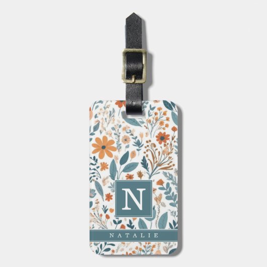 Minimale Boho Bloemen Achtergrond Bagage Label (Voorkant verticaal)