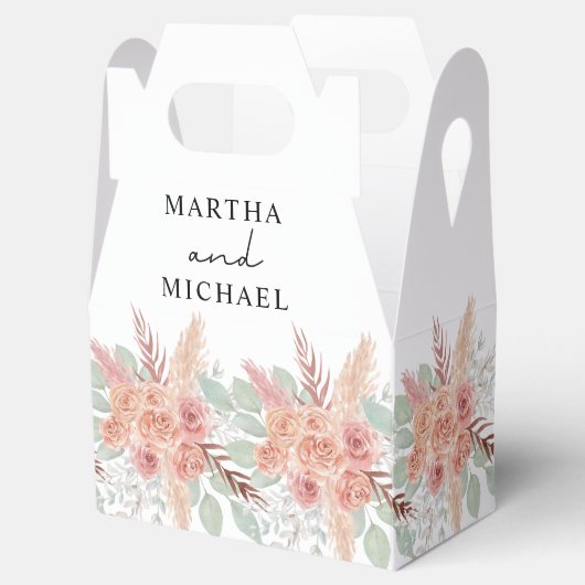 Minimale Boho bloemenbruiloft Bedankdoosjes (Geopend)