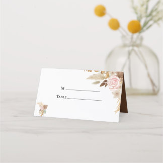 Minimale Boho bloemenbruiloft Plaatskaartje