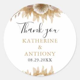 Minimale Boho bloemenbruiloft Ronde Sticker