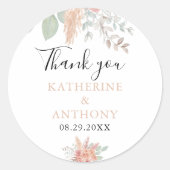 Minimale Boho bloemenbruiloft Ronde Sticker (Voorkant)