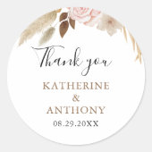 Minimale Boho bloemenbruiloft Ronde Sticker (Voorkant)