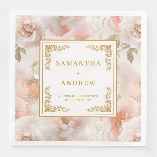 Minimale boho blush ivoor waterverf papieren serve servet (Voorkant)