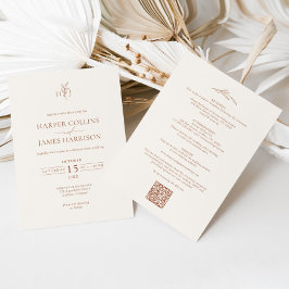 Minimale Boho Botanical Alles in één bruiloft Kaart