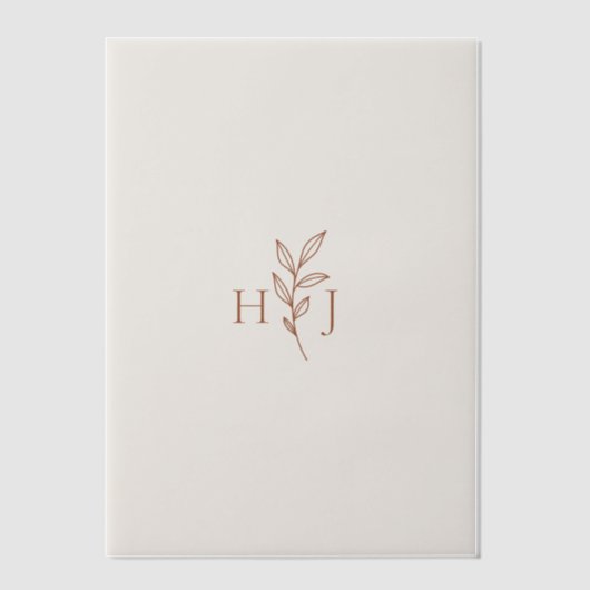 Minimale Boho Botanische bruiloft Vellum Uitnodigingen (Voorkant)