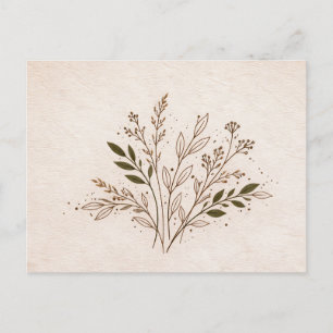 Minimale Boho Botanische Lijnkunst Blad Illustrati Briefkaart