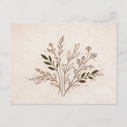 Minimale Boho Botanische Lijnkunst Blad Illustrati Briefkaart (Voorkant)