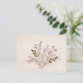 Minimale Boho Botanische Lijnkunst Blad Illustrati Briefkaart (Staand voorkant)