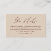 Minimale Boho bruiloft details behuizing Kaart (Voorkant)