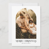 Minimale Boho Chic Merry Christmas Arch Foto Feestdagenkaart (Voorkant)