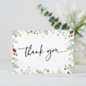 Minimale Boho Cute Wildbloemen Hartelijk dank Bedankkaart (Staand voorkant)