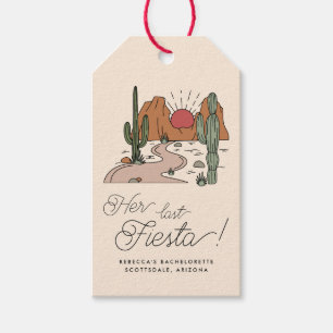 Minimale Boho Desert Fiesta vrijgezellenfeest Cadeaulabel