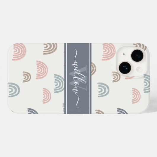 Minimale Boho Esthetiek Regenboog Monogram Case-Mate iPhone Case (Achterkant (horizontaal))