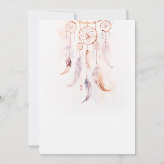 Minimale Boho Feather Dreamcatcher Verjaardag Kaart (Achterkant)