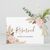 Minimale Boho Floral bruiloft gereserveerd teken Kaart (Staand voorkant)