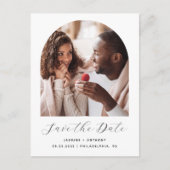 Minimale Boho Foto Boog Zwart Wit Save the Date Briefkaart (Voorkant)