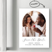 Minimale Boho Foto Boog Zwart Wit Save the Date Magnetische Uitnodiging