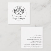 Minimale boho-hand en -bladeren Botanist Logo Squa Vierkante Visitekaartje (Voorkant / Achterkant)