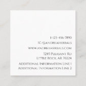 Minimale boho-hand en -bladeren Botanist Logo Squa Vierkante Visitekaartje (Achterkant)