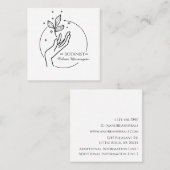 Minimale boho-hand en -bladeren botanist-Logo Vierkante Visitekaartje (Voorkant / Achterkant)