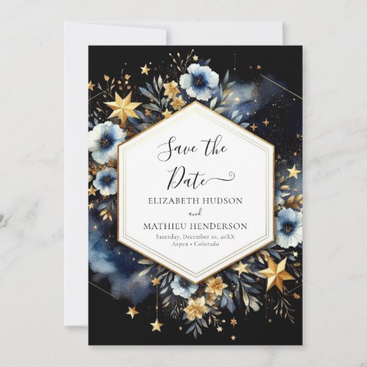 Minimale Boho Hemelse Huwelijk Save The Date (Voorkant)
