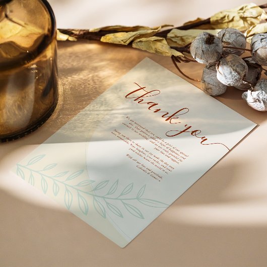 Minimale Boho herfsttoon bruiloft Bedankkaart
