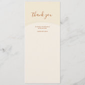 Minimale Boho herfsttoon bruiloft Menu (Achterkant)