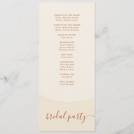 Minimale Boho herfsttoon bruiloft Programmakaart (Achterkant)