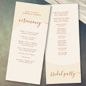 Minimale Boho herfsttoon bruiloft Programmakaart