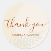 Minimale Boho herfsttoon bruiloft Ronde Sticker (Voorkant)