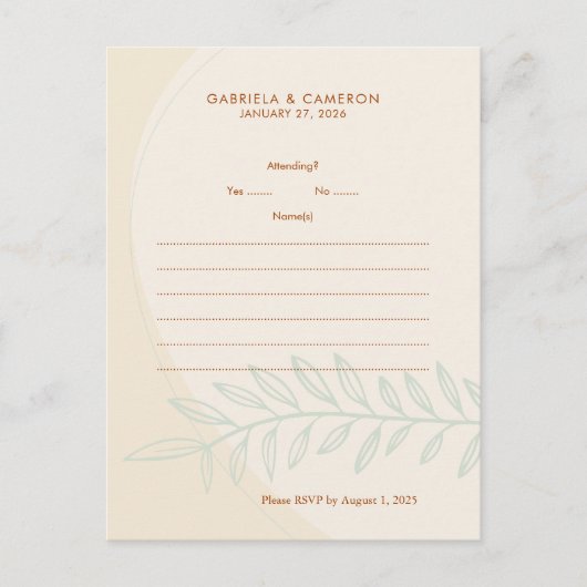 Minimale Boho herfsttoon bruiloft Uitnodiging Briefkaart (Voorkant)