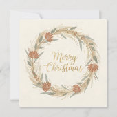 Minimale Boho Krans Kerstmis Feestdagenkaart (Voorkant)