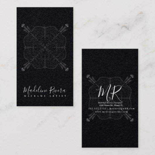 Minimale Boho Mandala Yoga Macrame Visitekaartje (Voorkant / Achterkant)