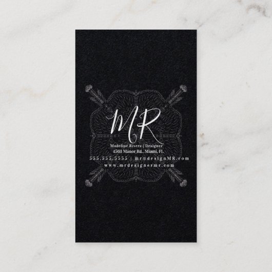 Minimale Boho Mandala Yoga Macrame Visitekaartje (Achterkant)