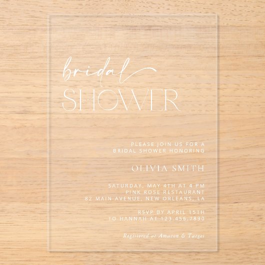 Minimale boho, minimalistisch, modern Vrijgezellen Acryl Uitnodigingen (Voorkant)