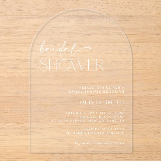 Minimale boho, minimalistisch, modern Vrijgezellen Acryl Uitnodigingen (Voorkant)