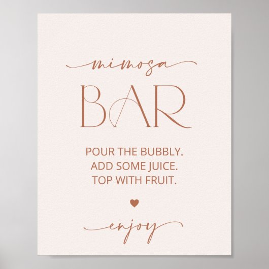 Minimale Boho, Modern, Terracotta, Mimosa Bar Poster (Voorkant)