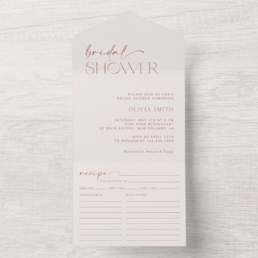 Minimale Boho, Modern, Terracotta, Vrijgezellenfee All In One Uitnodiging