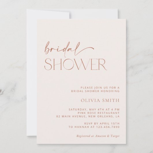 Minimale Boho, Modern, Terracotta, Vrijgezellenfee Kaart (Voorkant)