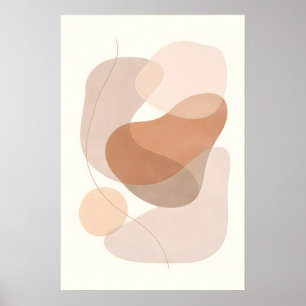 Minimale Boho Moderne Neutrale Abstracte Vormen Poster