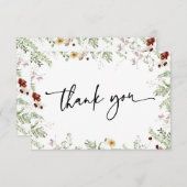 Minimale Boho Mooie Wilde Bloemen Bedankkaart (Voorkant / Achterkant)