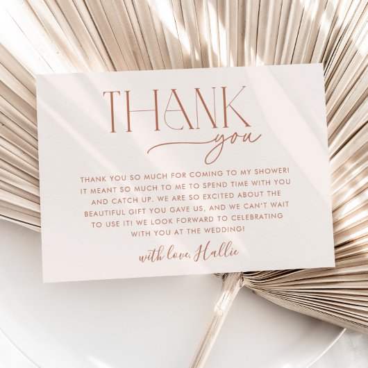 Minimale Boho Neutrale Bruidsborrel Dankkaart Bedankkaart