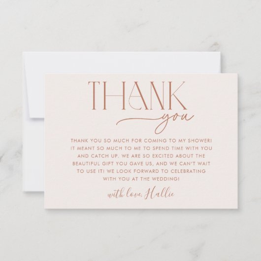 Minimale Boho Neutrale Bruidsfeest Dankkaart Bedankkaart (Voorkant)