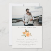Minimale Boho Oranje Foliage Photo Wedding Invite Bedankkaart (Voorkant)