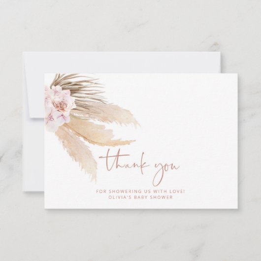 Minimale boho pampas gras dank u! kaart (Voorkant)