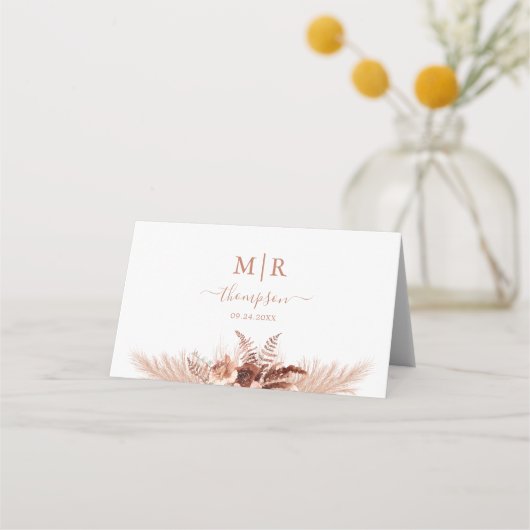 Minimale Boho Pampas Grass bruiloft Plaatskaartje (Achterkant)
